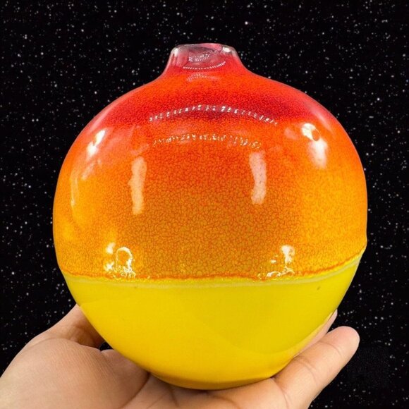 Crate And Barrel Roy Vase Ceramic Lava Glaze Made In Thailand Round Bottom - Picture 1 of 13